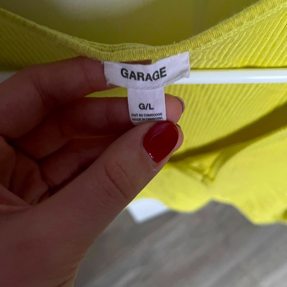 Garage Bright Lime Green/Yellow Long Sleeve V-Neck Shirt - Picture 3 of 3